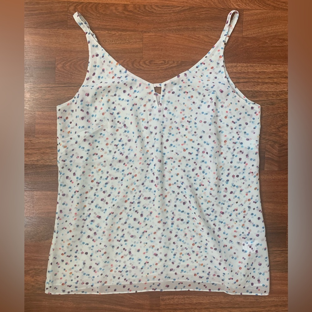 Cabi Sheer Layered Flowy Polka Dot Tank Top Women’s Med Multicolor Summer